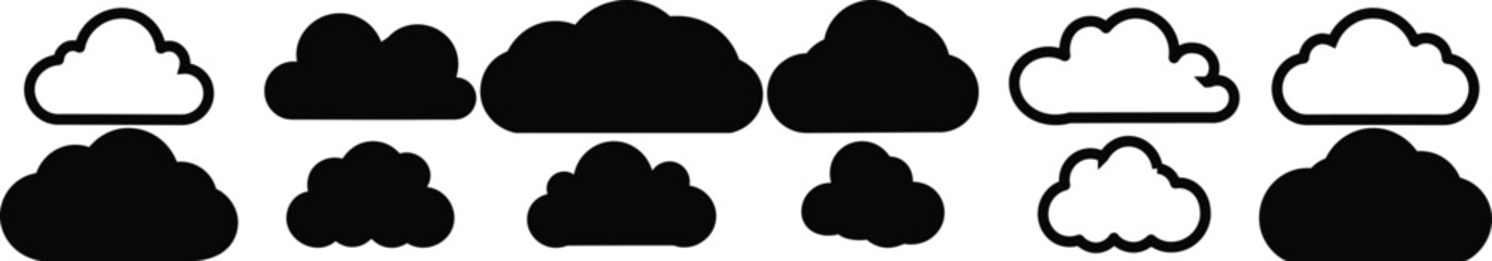 Cloud silhouette set vector design big pack of sky illustration and icon