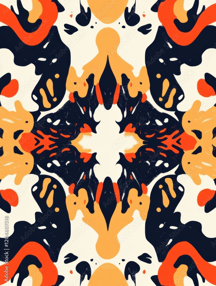 Fototapete abstract artwork featuring bold colors and dynamic patterns in a symmetrical design suitable for mod
