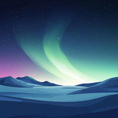 Fototapeta premium Aurora borealis illuminating night sky over snowy mountains