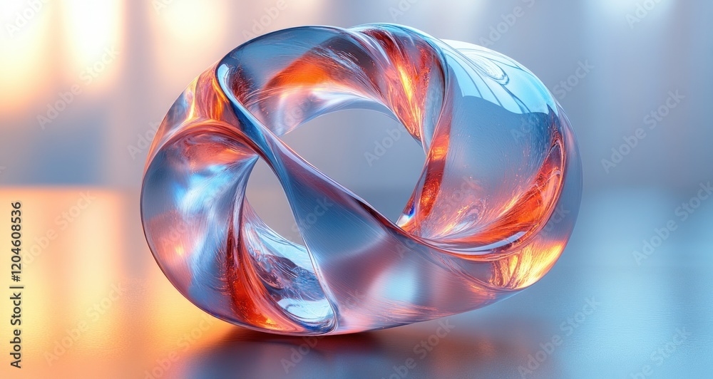 Aufkleber futuristic translucent ring 3d render with soft diffused lighting and minimalist composition