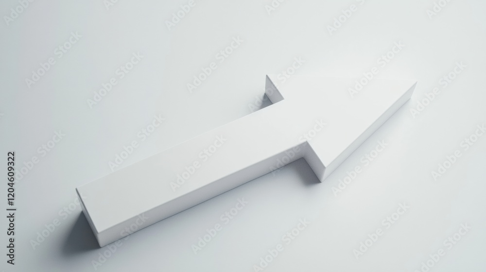 Fototapete White arrow symbol placed on a clean surface indicating direction or movement in a modern setting. Generative AI