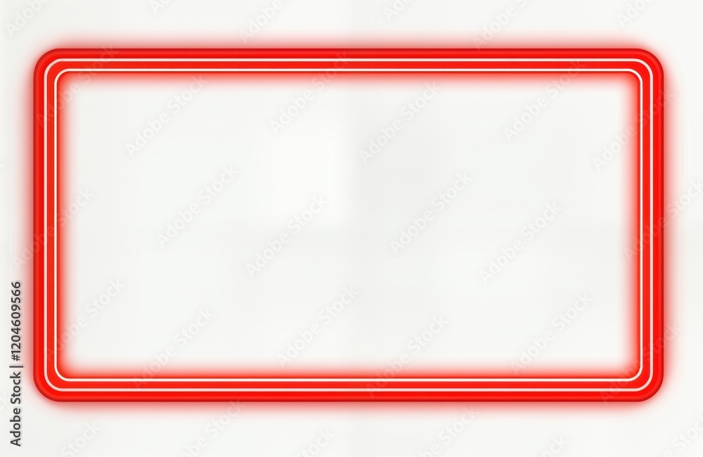 Poster Red neon glowing frame on transparent background. Blank empty template for design, decoration. Futuristic modern border. Glowing light. Electric line illustration. Creative abstract shape. Use for