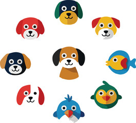 Set of 9 outline icons related to pet friendly vector illustration white background