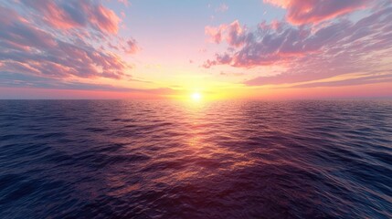 Fototapeta premium Ocean sunset, colorful sky, calm waters, peaceful scene, travel backdrop