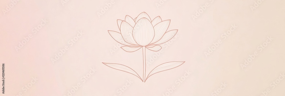 Poster delicate line art of a lotus flower on a soft pastel background showcasing floral beauty and minimal