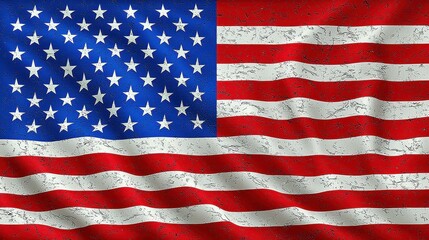 Fototapeta premium Waving American Flag with Distressed Texture Patriotism USA Symbol
