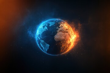 Fototapeta premium Abstract Earth globe with a global network and connectivity concept