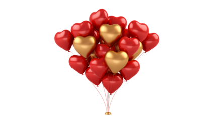 Romantic Red and Gold Heart Balloons for Valentines Day Wedding Anniversary or Love Celebration