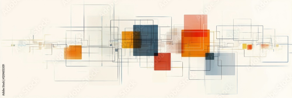 Fototapete colorful geometric shapes create an abstract design in varying dimensions and hues on a light backgr