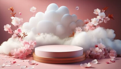 Generated image of white thick cmoke and 3d podium