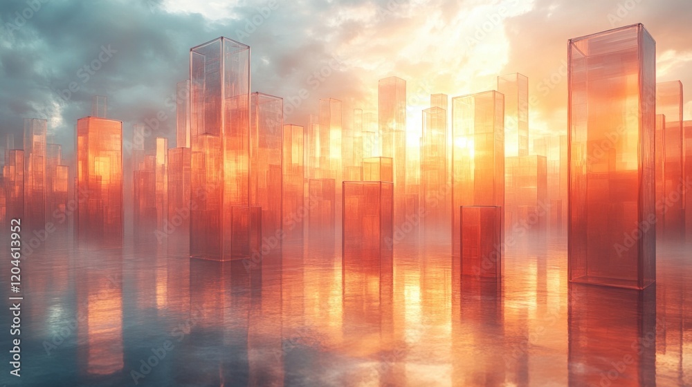 Poster floating translucent squares in soft pastel colors dreamy minimalist composition
