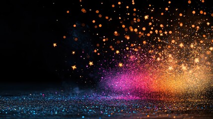 Fototapeta premium Magical Festive Sparkle Glitter Background Pink Gold and Blue Shimmering Lights