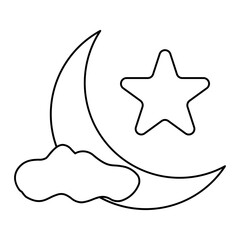 crescent moon star cloud icon