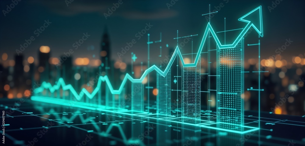 Leinwandbilder abstract digital illustration shows market growth. financial data rise in graph. business success co