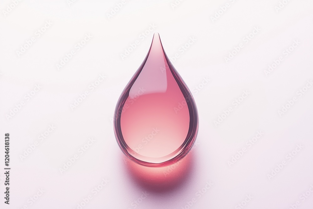 Poster Elegant pink drop of liquid resting on a smooth surface contrasting against a soft background. Generative AI