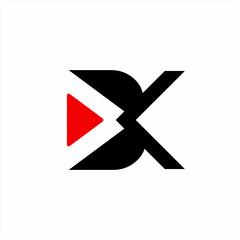 BK letter logo design with play symbol.