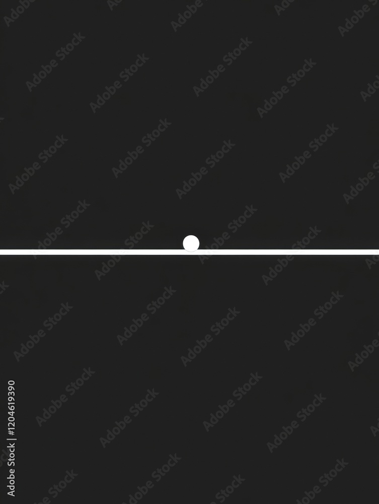 Poster Minimalist design featuring a small white ball balanced on a thin line against a dark background showcasing contrast and simplicity. Generative AI