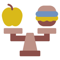 Balanced Diet: Fruit vs Burger Illustration