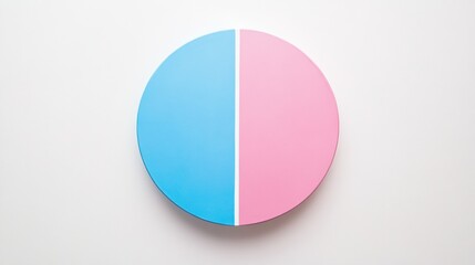 Obraz premium Colorful round split disk featuring blue and pink sides on a white background in a modern setting. Generative AI