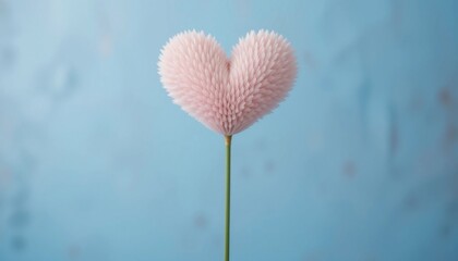 Pink Heart Shaped Flower on Stem Romantic Floral Design Valentine s Day Love Concept © CooLKenG