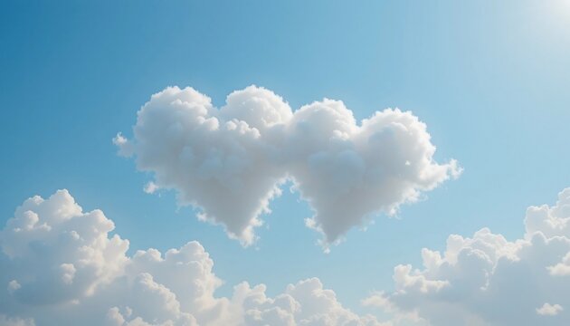 Double Heart Shaped Clouds in a Blue Sky Romantic Nature Scene Beautiful Weather