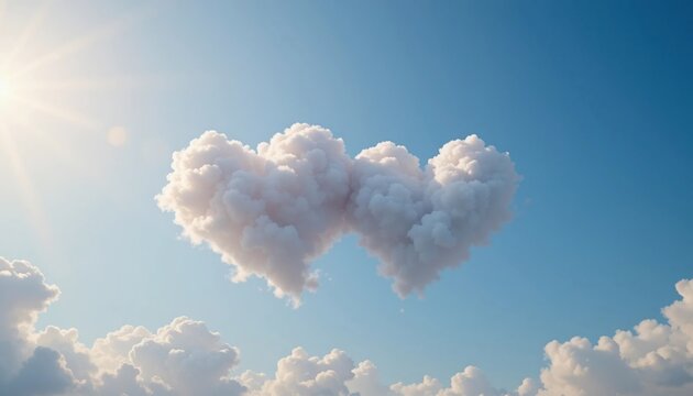 Romantic Heart Shaped Cloudscape in a Sunny Blue Sky Beautiful Nature Photography