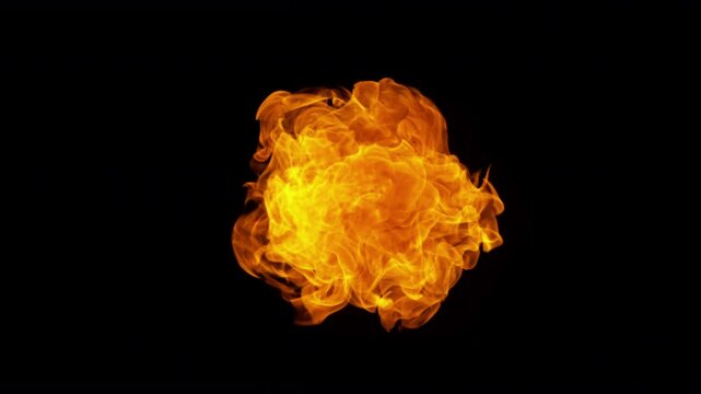 Super Slow Motion of Fire Blast Towards Camera Isolated on Black at 1000fps.