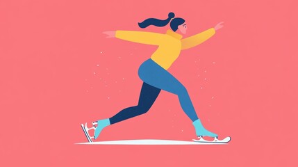 Beautiful female skating on ice surface.