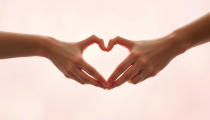 Loving Couple s Hands Forming Heart Shape Romantic Gesture Closeup © CooLKenG
