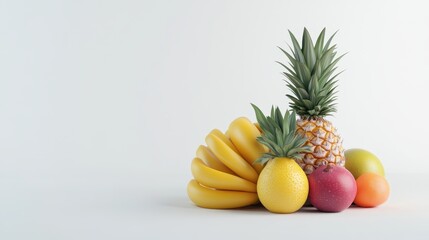 A vibrant assortment of fresh fruits arranged beautifully on a clean background.