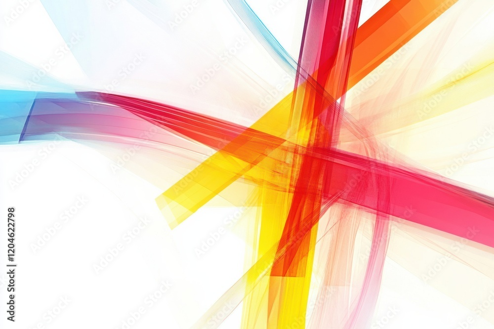 Poster colorful abstract design featuring intersecting lines and shapes on a bright background. generative 