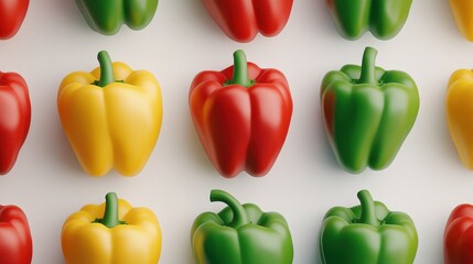 Vibrant assortment of colorful bell peppers displaying fresh produce variety.