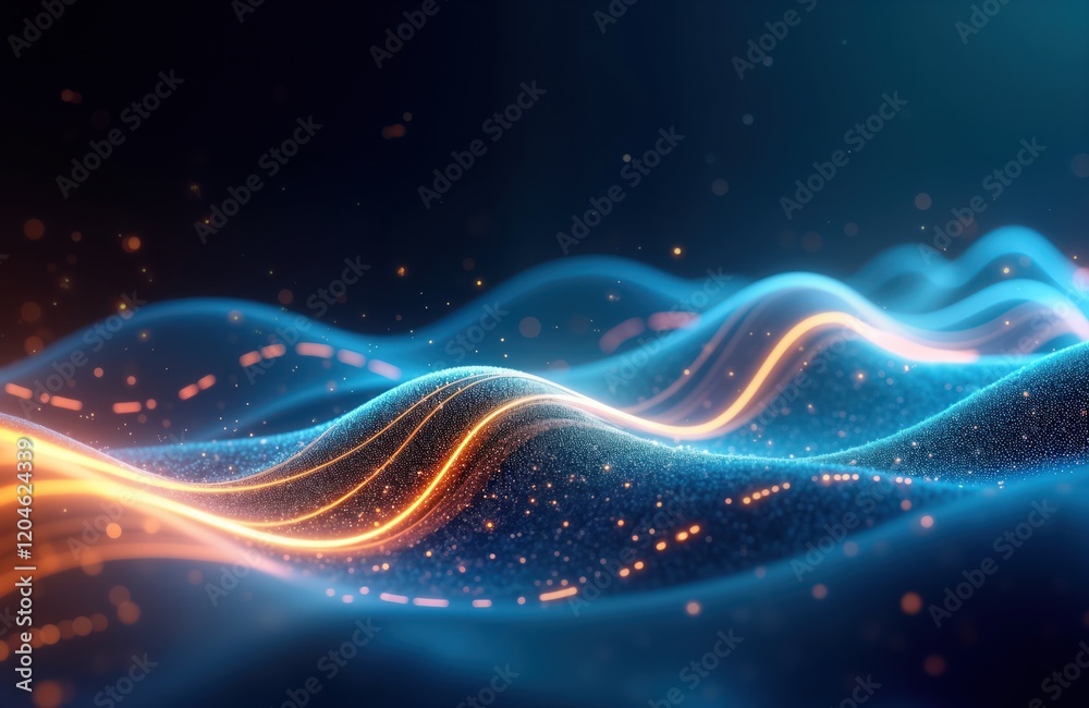 Aufkleber Abstract dynamic futuristic design with glowing neon lines, waves. Fast moving tech energy flows. Stylish futuristic background. Elegant lines, curves create mesmerizing visual effect. Glowing