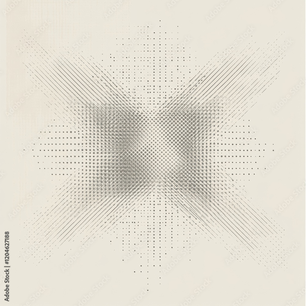 Poster Abstract design featuring intersecting lines and dots in a neutral color palette for modern decor. Generative AI