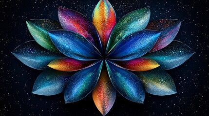 Cosmic Glitter Flower, Abstract AI Art