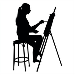 Drawing Artist Silhouette vector illustration