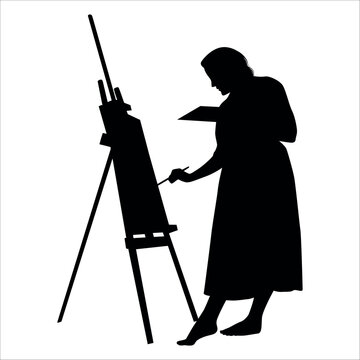 Drawing Artist Silhouette vector illustration