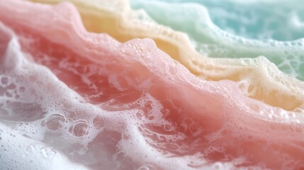 Fototapeta premium Soft pastel-colored foam waves ripple gently, creating a soothing, abstract oceanic landscape.