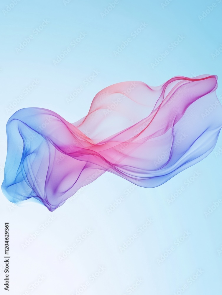 Leinwandbilder elegant waves of silk in soft blue and pink colors creating an artistic flow in a calm atmosphere. g