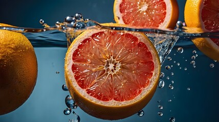 Grapefruit in water splash