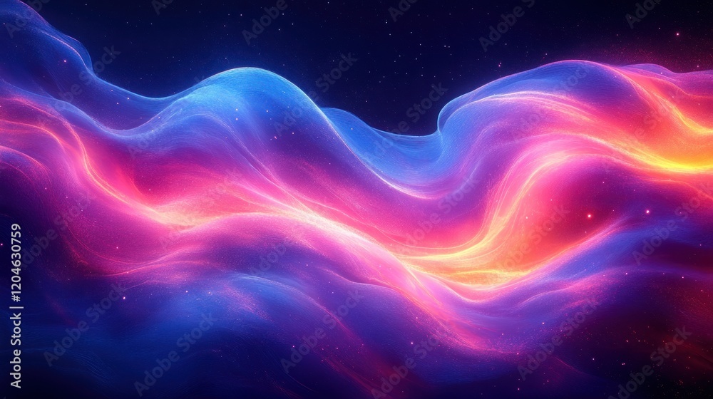 Aufkleber Dynamic Flow of Blue and Pink Lines in Digital Art Representing AI Neural Networks and Data Analysis
