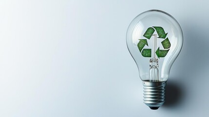 Global Recycling Day Environment Sustainability Reuse Global Eco-friendly light bulb with recycling symbol.