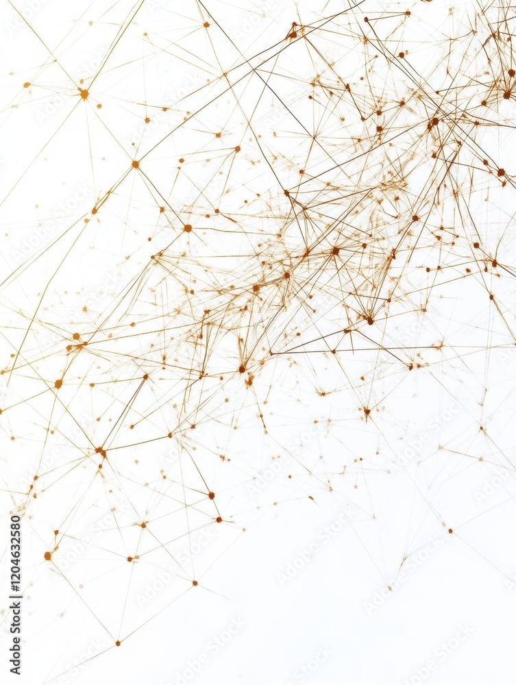 Poster Intricate network of lines and points illustrating complex connections on a light background. Generative AI
