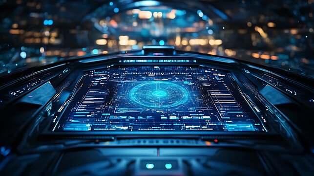 Futuristic Spaceship Control Panel Interface Display