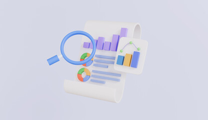 Clipboard checklist with magnifying, financial research report, dashboard and Business report chart, data analysis concept