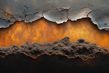 Solid rust at the top melting into sand at the bottom, a unique visual blending nature and design