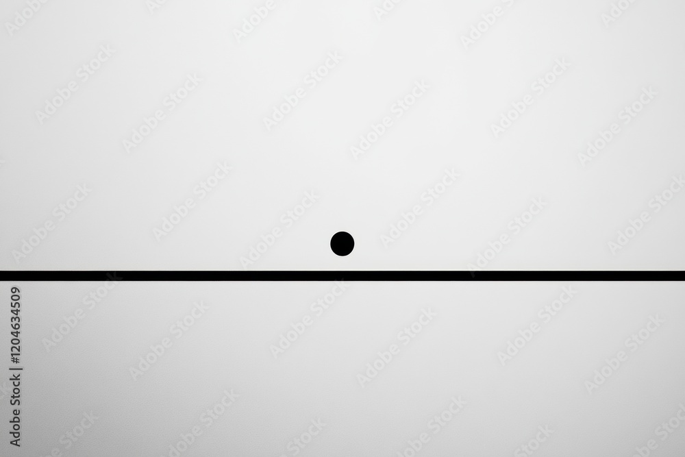 Aufkleber Minimalistic abstract design featuring a black circle on a white surface with a thin horizontal line. Generative AI