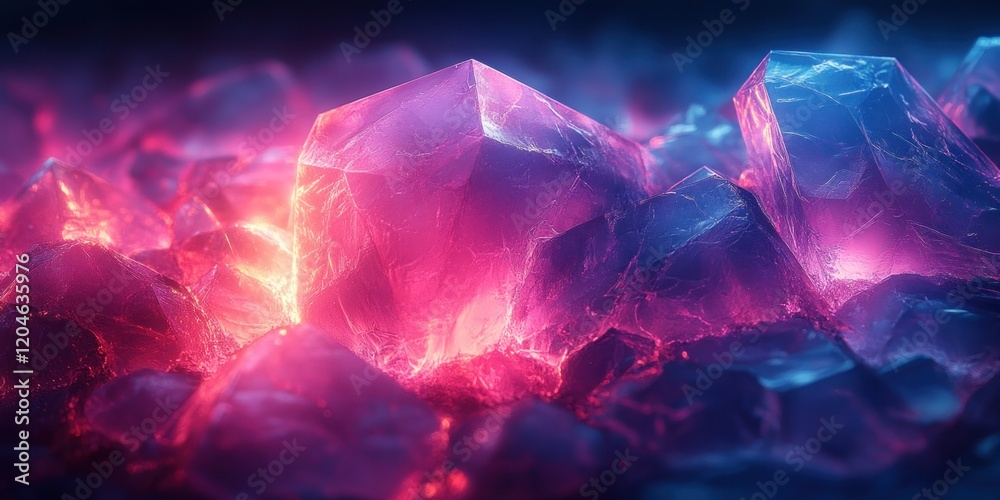 Aufkleber dynamic abstract geometric shapes in neon blue and purple with soft backlighting