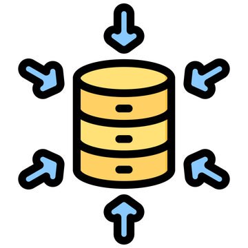 Data Aggregation Outline Color Icon