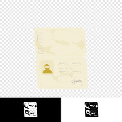 Travel Essentials. Open and Closed Passport Vector illustration.